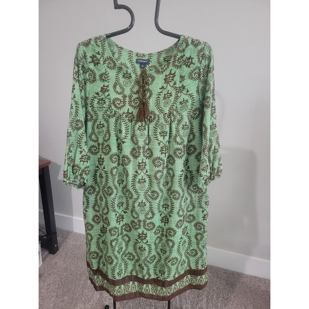 Studio Park Size XL Green Textured Cotton Dress NWOT A648605